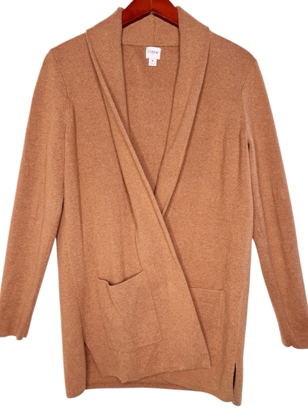 J. CREW Factory Chelsea Sweater Blazer Open Cardigan Size Medium in Camel - Picture 2 of 12